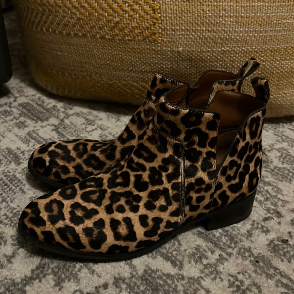 Franco Sarto Leopard Print Cowhide Booties